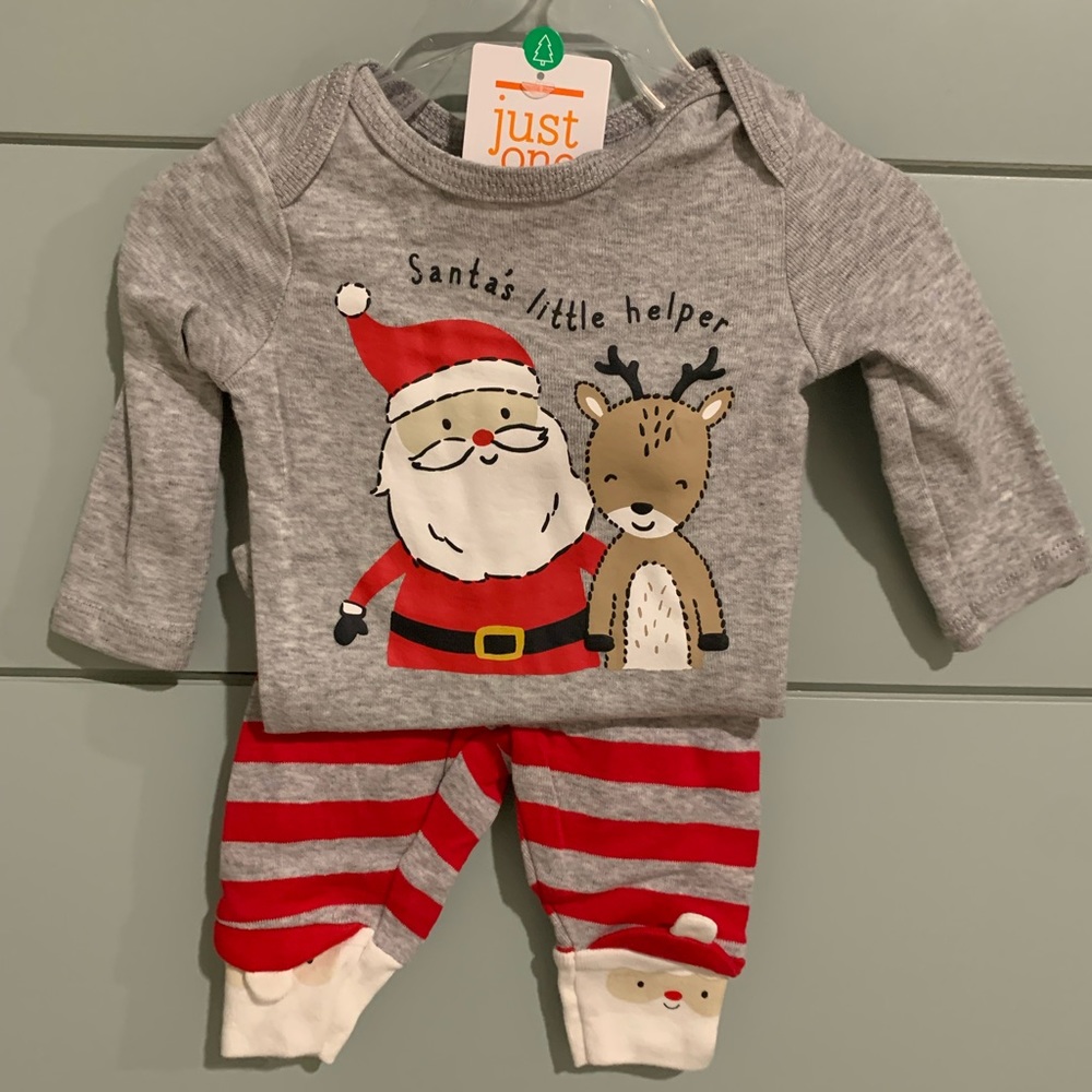 Santa’s Little Helper outfit, onesie with pants NWT